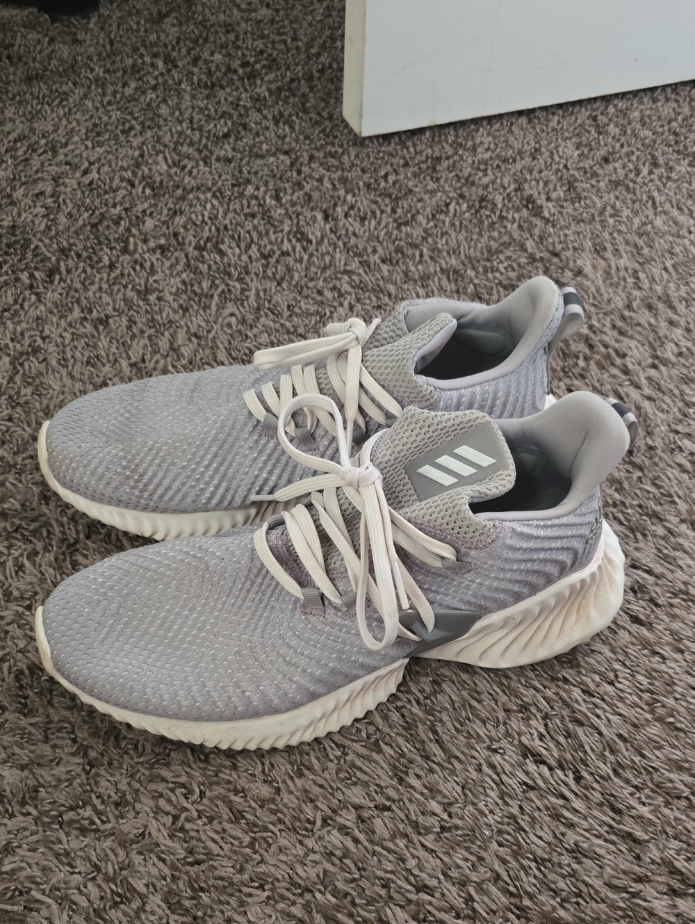 Adidas Light Gray Knit Running Shoes